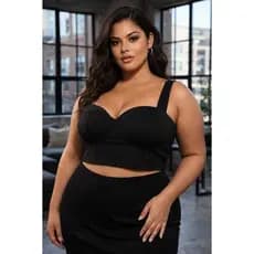 Cropped Plus Size Feminino Confortável Decote COM BOJO