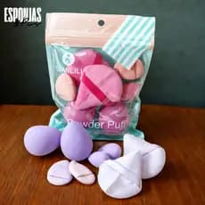 Esponja kit 8 peças, para Maquiagens Esponjas para Base, Contorno e Pó Diversos