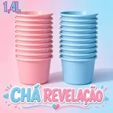 Kit Lembrancinha Chá Revelação Rosa e Azul  Baldinhos Decoração Festa Bebê Menino Menina
