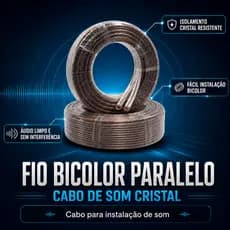 Cabo de Som Bicolor Paralelo Cristal 100 Metros Fio para Instalação de Áudio