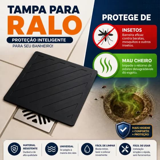 Protetor De Ralo Tampa Vedação Odor e Insetos 18cm