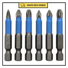 Bits Imantados Parafusadeira 6 Peças – Aço S2 Profissional PH/PZ