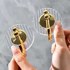 Gancho Adesivo de Parede, Acrilico, Cromado Cleann na cor Prata e Dourado, Elegante - Allmini