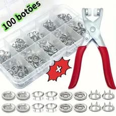 Alicate Aplicador Com 100 Botões De Metal De Pressao Para Roupa