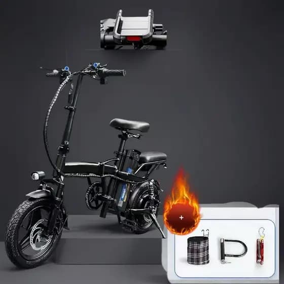 Bicicleta Elétrica Dobrável para Adultos com Pedalada Assistida e Suporte de Celular com Carregamento  Pepe_Shop