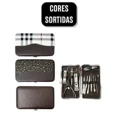 Conjunto Manicure 12 Peças Estojo Estampado - (Cores Sortidas)
