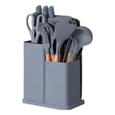 CINZA - 19 peças - Conjunto de Utensílios de Cozinha Completo