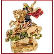 Miniatura São Jorge Guerreiro Em Metal Dourado Com Base Adesiva Para Carro,Casa, Mesa De Cabeceira