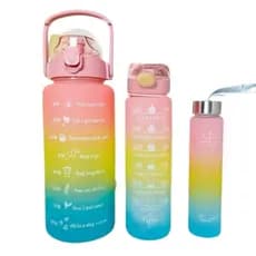 Conjunto de 3 Garrafas Squeeze de Água - (Cores Sortidas)