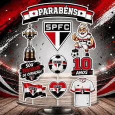 Topo/Topper de Bolo São Paulo Personalizado com NOME