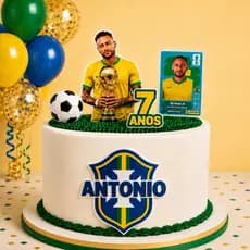 Topo/Topper de bolo Brasil Personalizado com Nome e Idade (Copa do Mundo)