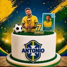 Topo/Topper de bolo Brasil Neymar Copa do Mundo Personalizado com Nome e Idade