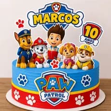 Topo/Topper de Bolo Patrulha Canina Personalizado com NOME
