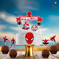 Topo/Topper de Bolo Homem Aranha Personalizado com NOME + 20 Topo/Topper de Doce/Brigadeiro Homem Aranha