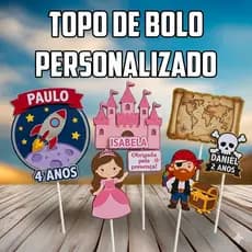 Topo/Topper de Bolo Personalizado com NOME e IDADE