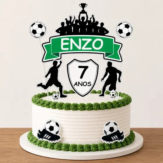 Topo/Topper de Bolo Futebol Personalizado com NOME