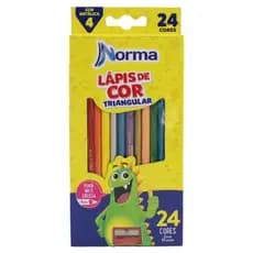 Lápis de Cor 24 Cores Norma Triangular + Apontador