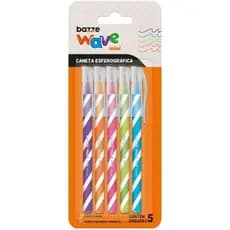 Caneta Esferográfica Bazze Wave Mini 1.0mm Estojo com 05 653365