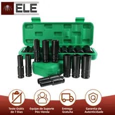 Kit Jogo de Soquetes de Impacto Longo 1/2 10 Peças 8 A 24mm