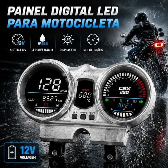 LED Digital 12V Motocicleta Velocímetro Medidor Tacômetro Odômetro Painel À Prova Dwaterproof Água Para Honda CBX250