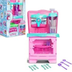 Brinquedo Super Lava Louça Infantil Acqua Bubble Pia Rosa com Acessorios Cardoso Toys