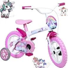 Bicicleta Infantil Aro 12 com Rodinhas Feminina Magic Rainbow Styll Baby