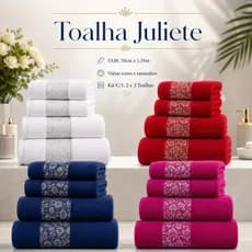 Jogo Toalha de Banho Juliete 1 , 2 e 3 Peças 100% Algodão Grossa Felpuda Super Macia Excelente Absorção  Premier Habitat