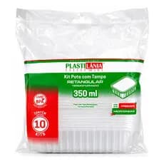 Kit 20 Pote Com Tampa Retangular 350 Ml Microondas Freezer