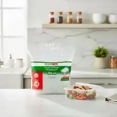 Kit 60  Pote Com Tampa Retangular 350 Ml Microondas Freezer
