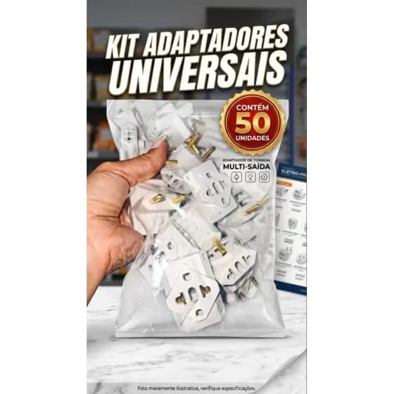 50 UN Adaptador TE tomada 10A/20A Beijamim Padrão Novo E Antigo (Serve para todos tipos de tomada)