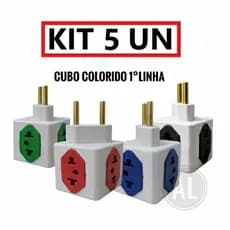 5 unidades Adaptador Cubo Triangular Colorido- Entrada 10A/20A