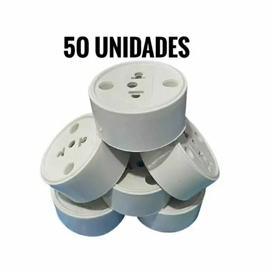 Kit 50 Tomada Sobrepor Redonda Padrão Antigo 2P+T MB10A/20A
