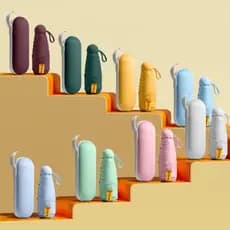 Guarda-Chuva Mini Capsula 5 Dobras - Para Sol e Chuva, Várias Cores e Acompanha Estojo