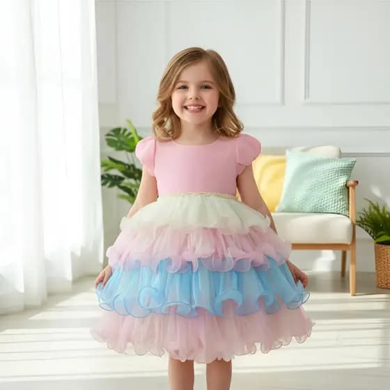 Vestido Infantil Chuva de Amor Jardim Encantado Luxo Festa Princesa Aniversário Casual Elegante