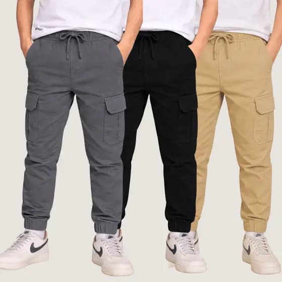 Calça Jogger Cargo Infantil Masculina Menino Sarja Confortável Escolar Casual Bolsos Funcionais Tamanhos 10 ao 16