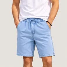Short Jeans Masculino Bermuda Jeans Grafite Estonada Casual Solta Confortável Elástico na Cintura Premium P ao GG