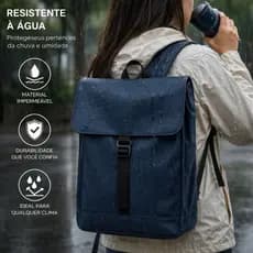 Mochila Couro Sintético 16LBolsa de Viagem Masculina Feminina Resistente Impermeável Notebook Trabalho Faculdade Moderna