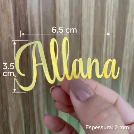 Aplique de nome em papel papel dourado - QUALQUER NOME