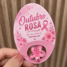 Card presilha flor outubro rosa- lembrança outubro Rosa