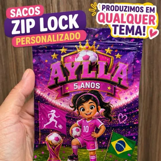 SACO ZIP LOCK PERSONALIZADO COPA DO MUNDO - personalizado - fazemos em qualquer tema BRASIL COPA 2026