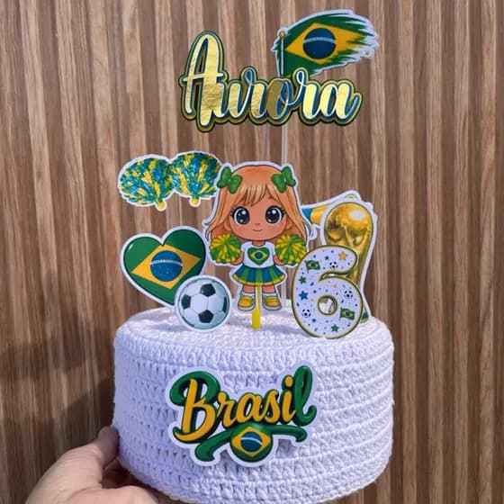 Topo de bolo COPA DO MUNDO BRASIL torcedor(a) - ESCOLHA MENINO OU MENINA