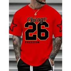 camiseta t-shirt estampada algodão basica unissex malha 30.1 costura reforçada  chicago 26 basquete stretwear Premium