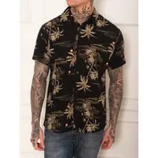 Camisa Floral Havaiana Praia Verão Masculino Manga Curta De Botão Tecido Viscose