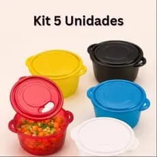 Kit 5 Potes Hermético 1 Litro Cores Sortidas