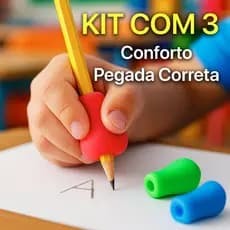 Kit 3 Adaptadores de Escrita Formato Pera Silicone Ergonômico – Conforto e Correção da Pegada
