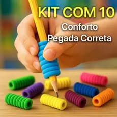 Kit 10 Adaptadores de Escrita Infantil Foam Anéis Silicone – Conforto, Precisão e Correção da Pegada