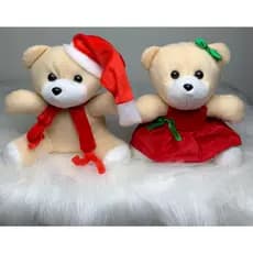 Combo 2 Ursinho de pelúcia de natal de 20 cm para decoração de cestas e arvore de natal