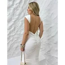 Vestido Doha tubinho com decote nas costa com drapeado no bumbum.