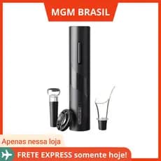 Abridor De Vinho Eletrico Saca Rolha Garrafa Automático Preto
