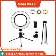 Ring Light Iluminador, 6 Polegadas, Kit Completo LED Com Tripé